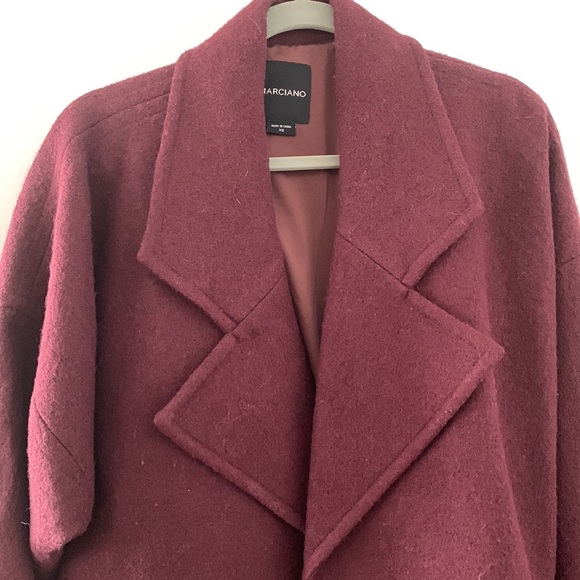 Marciano (Guess) Women’s oversized maroon wool blend tie-waist coat in XS - Picture 5 of 8